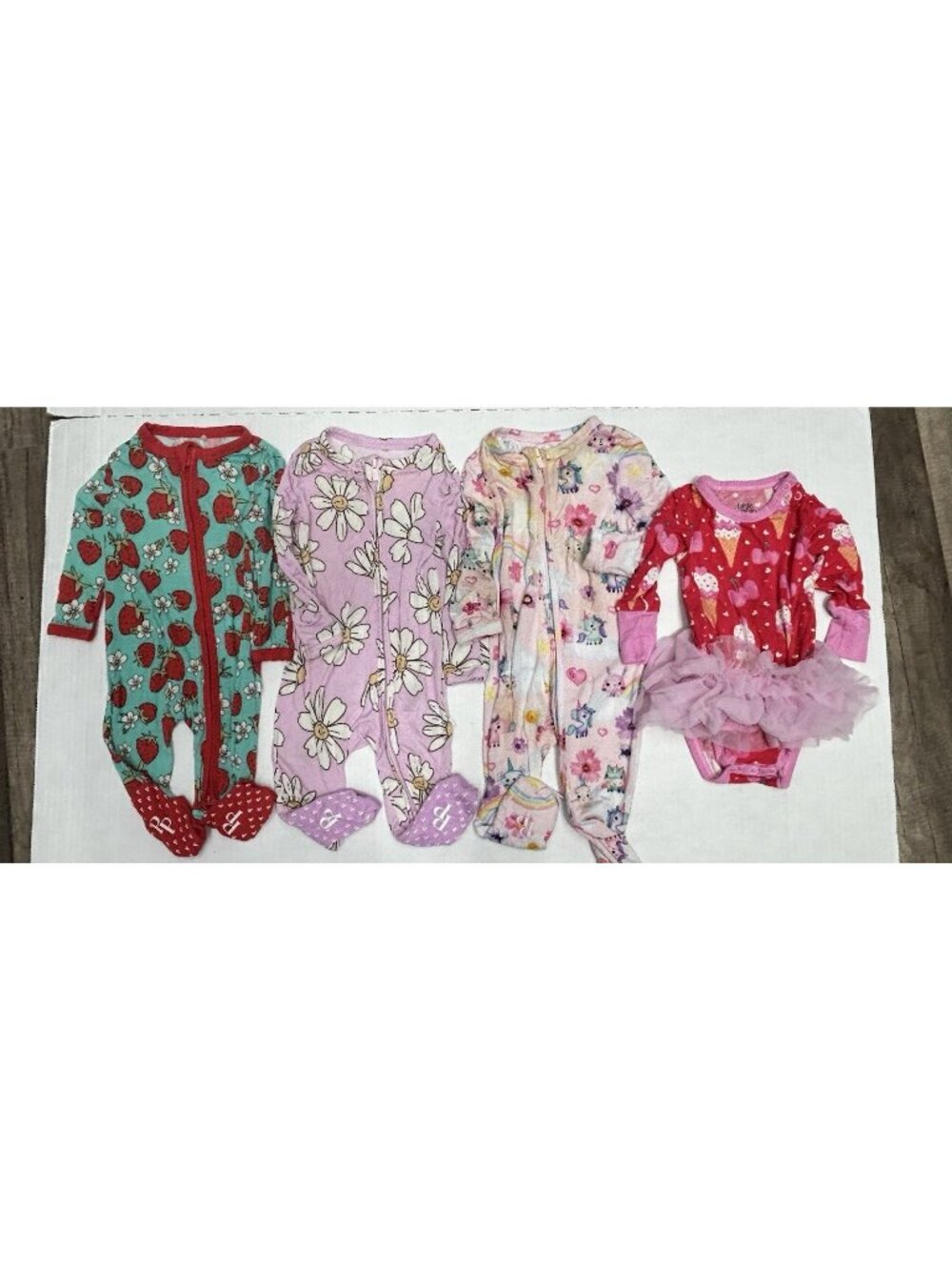 Posh Peanut/ Birdie Bean/FP Baby Bamboo Sleeper Tutu Footie 0-3 Month LOT of 4